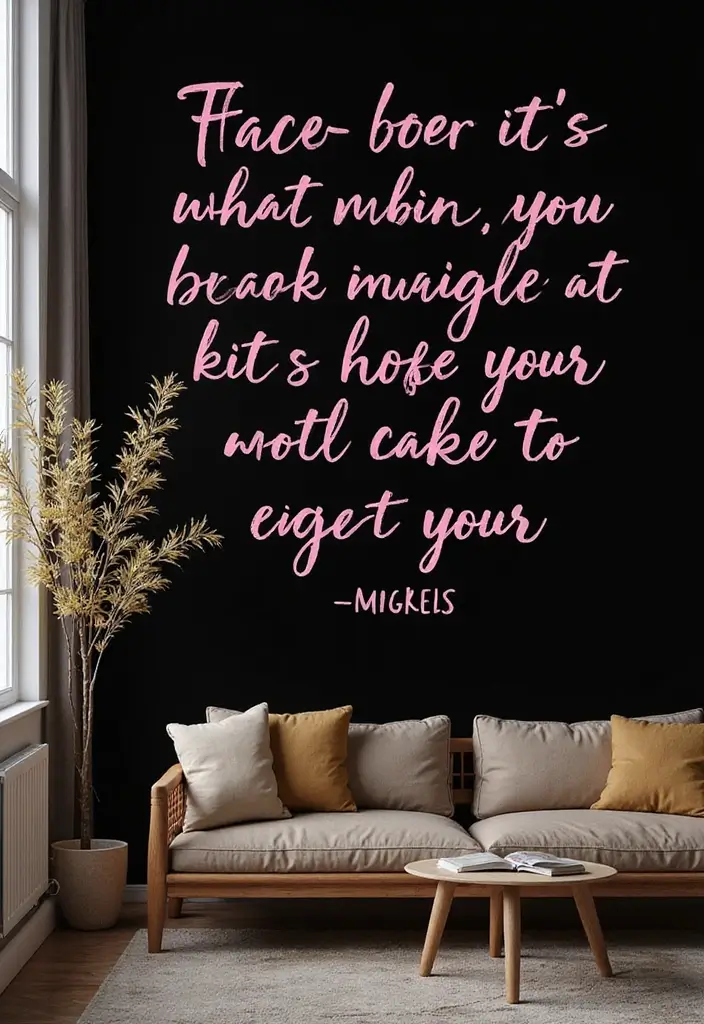17 DIY Black and Pink Room Decor Ideas for Book Lovers  - 14. Inspirational Quote Wall