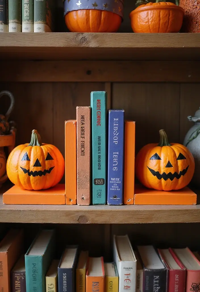 13 DIY Halloween Kitchen Decor Projects Every Book Lover Must Try (#4 Is A Must-See!) - 2. Pumpkin Bookends