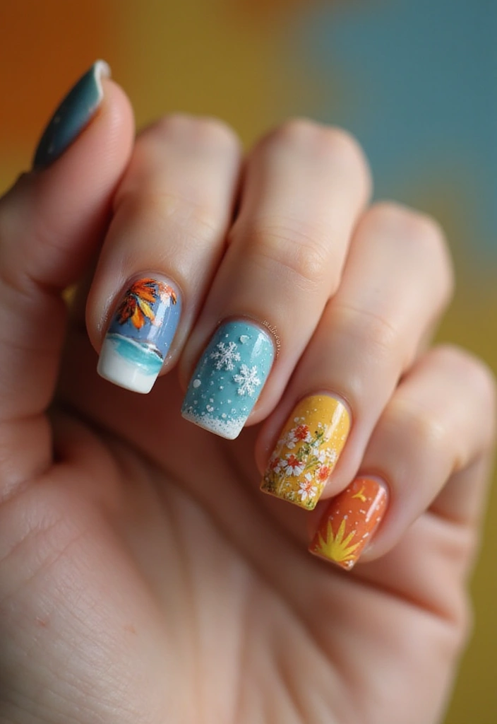 15 Personalized Square Nail Inspo for Every Book Lover (You’ll Be Inspired by #13!) - 12. Seasonal Book Themed Designs