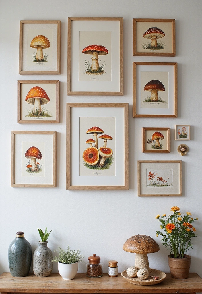 15 Whimsical Mushroom Kitchen Designs That Will Make Every Bookworm Smile! - 12. Mushroom-Inspired Wall Art