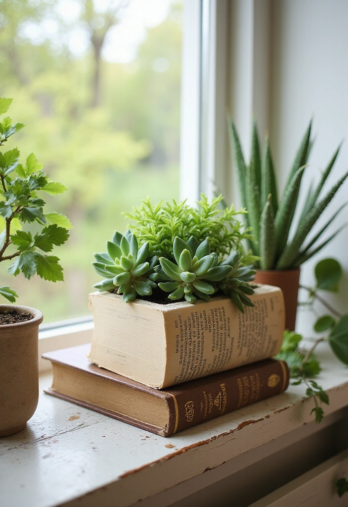 22 Easy Spring DIY Decor Projects for Book Lovers (Get Ready to Craft #18!) - 4. Bookish Planters