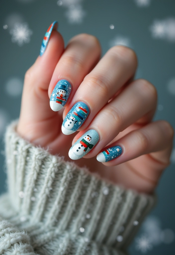 14 Book-Themed Winter Nail Designs Every Book Lover Will Adore! - 14. Bookish Snowmen