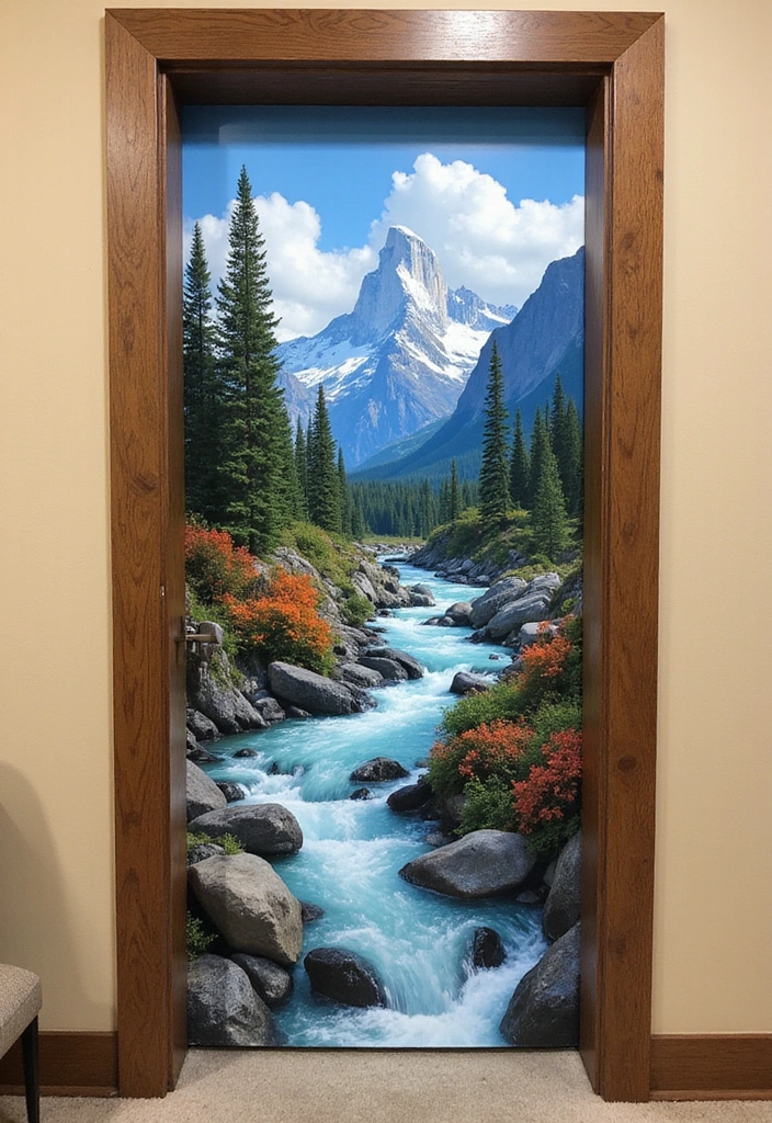 10 Door Mural Ideas for Book Lovers That Will Transform Your Home Into a Literary Wonderland! - 6. Nature and Adventure Themes