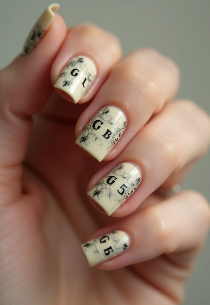 21 January Nail Art Ideas for Book Lovers That Are a Must-See! - 7. Vintage Typewriter Keys