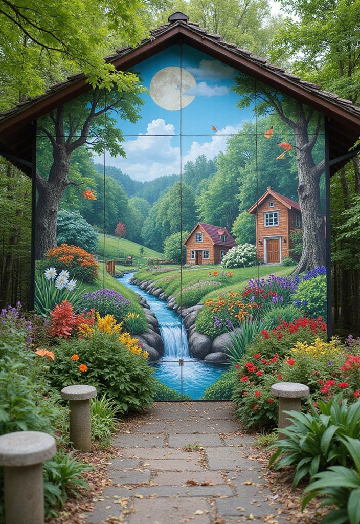 18 Aesthetic Low-Maintenance Garden Ideas for Book Lovers  - 10. Paint a Garden Mural