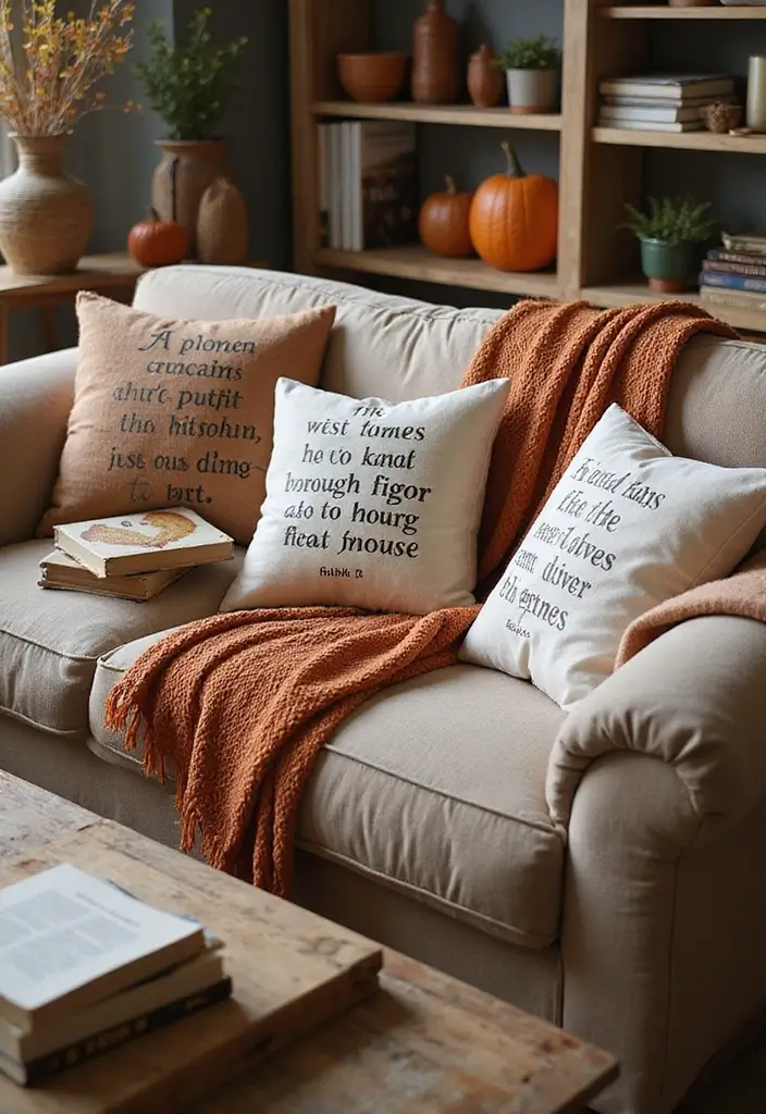 11 Thanksgiving Decor Ideas for Book Lovers That Will Make Your Home a Cozy Retreat! - 8. Cozy Throws and Pillows