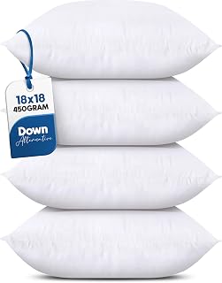 Utopia Bedding Throw Pillows (Set of 4, White), 18 x 18 Inches Pillows f...