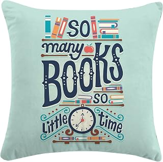 Funny Quotes 'So Many Books So Little Time' Throw Pillow Cover - Reading...