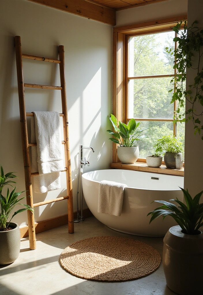 12 Japandi Bathroom Ideas That Book Lovers Can't Resist (You'll Want to Copy #5!) - 2. Natural Elements with Bamboo Accents