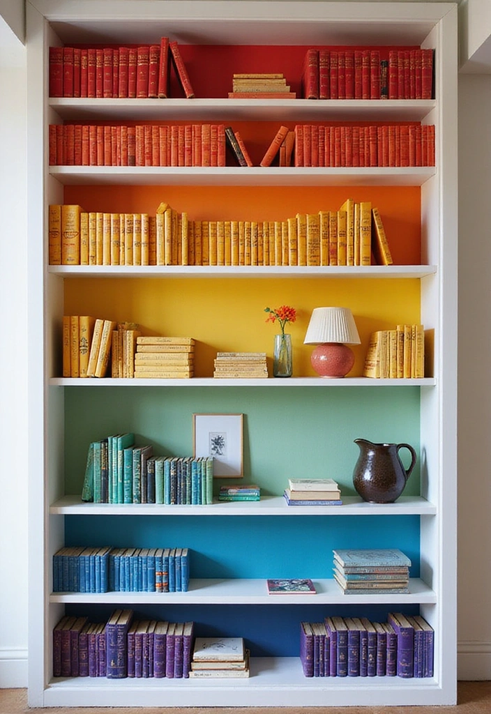 13 Genius Bookshelf Styling Tips That Will Transform Your Space into a Bookworm's Paradise! - 1. Create a Colorful Rainbow
