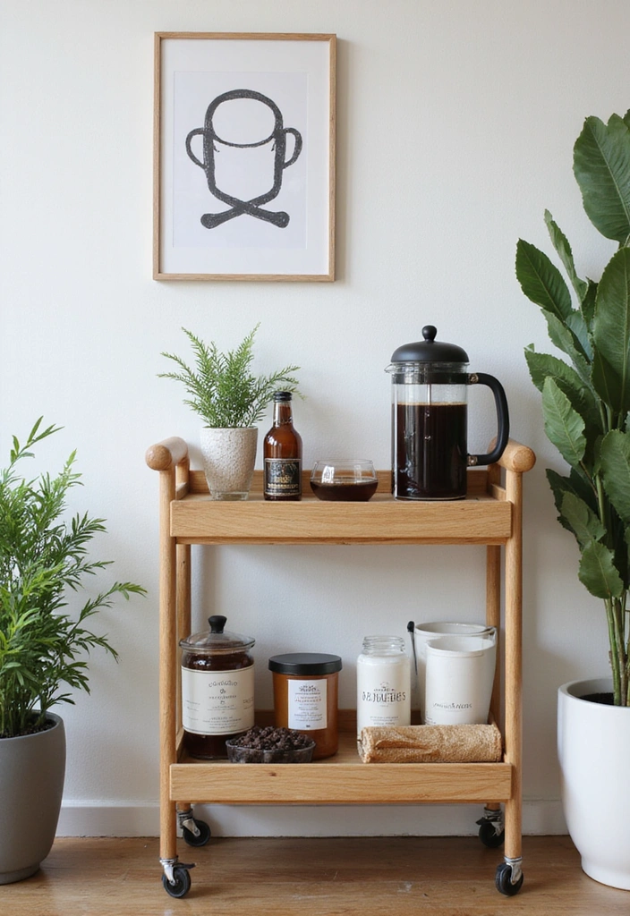 12 Coffee Bar Ideas for Book Lovers (Stylish Home Inspiration) - 7. Minimalist Coffee Cart