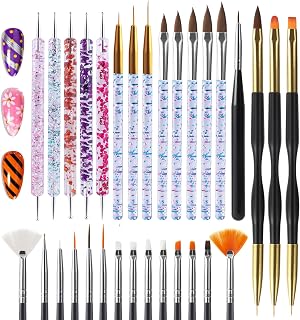 Artdone 31pcs Nail Art Brushes, Nail Art Tool Set, Dotting Tools, Dust B...