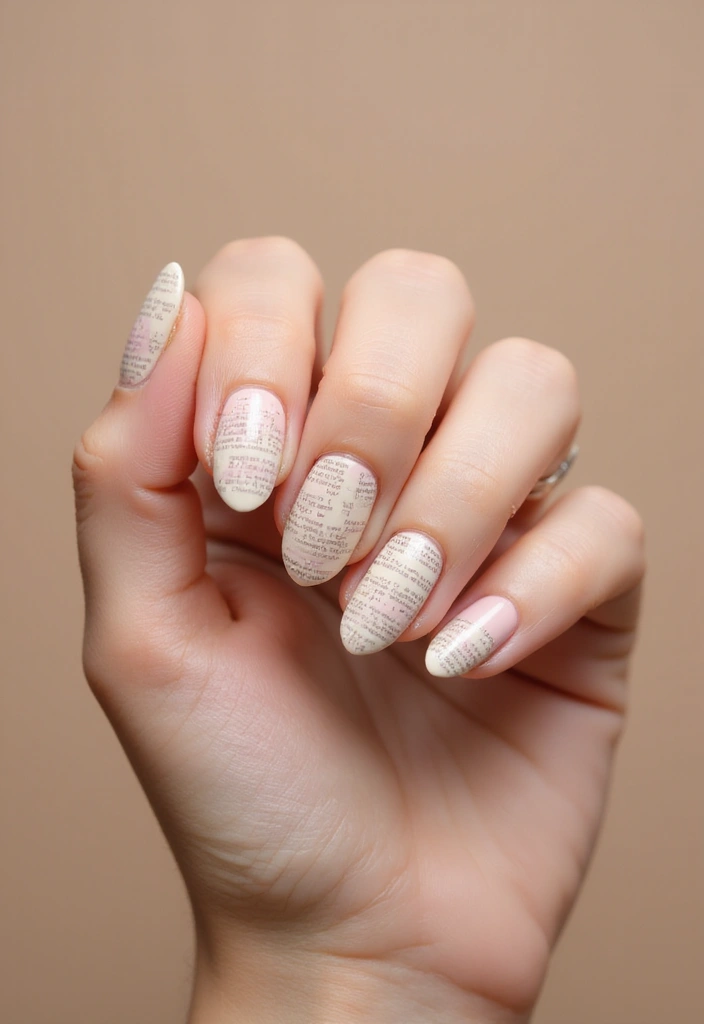 9 Romantic Bookish Valentine’s Day Nail Designs You’ll Want to Wear All Month - 6. Book Page Patterns