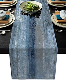 Blue Grey Table Runners Modern Art Farmhouse Linen Table Runners Dresser...