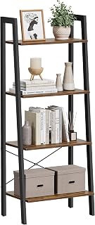 VASAGLE Ladder Shelf, 4-Tier Bookshelf, Storage Rack, Bookcase with Stee...