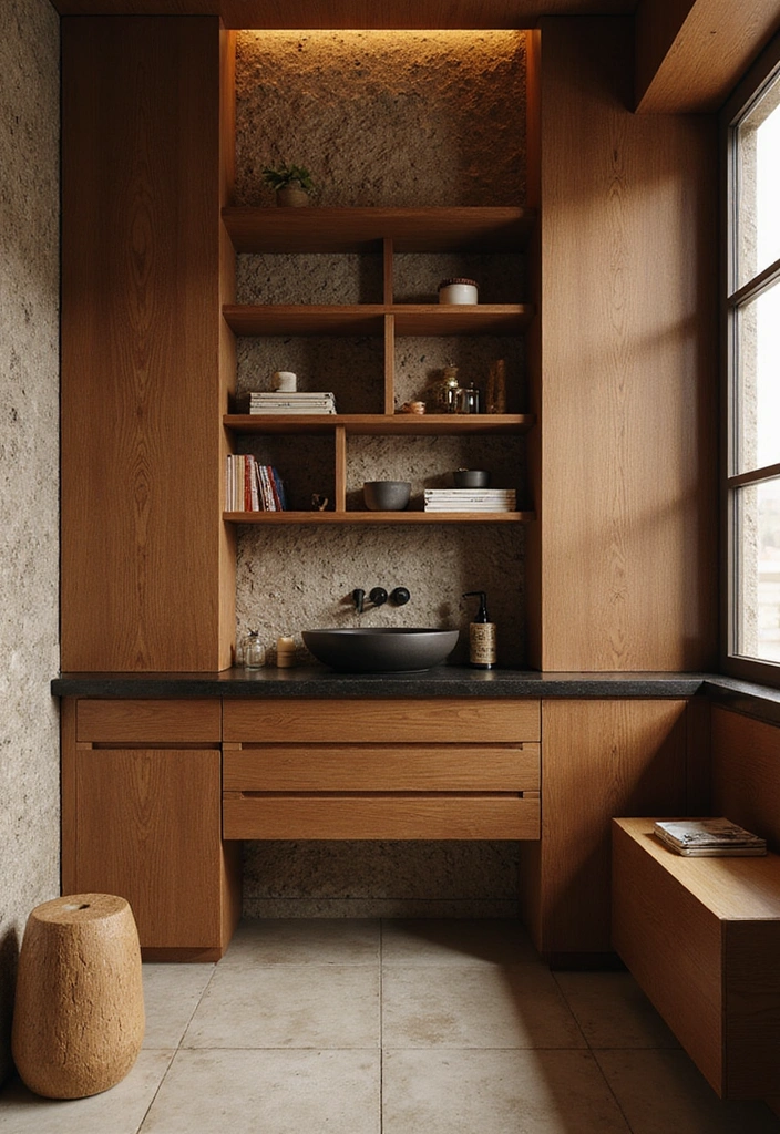 12 Japandi Bathroom Ideas That Book Lovers Can't Resist (You'll Want to Copy #5!) - 5. Textured Wall Panels