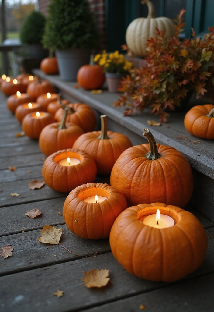 15 DIY Fall Front Porch Decor Ideas for Book Lovers - 8. DIY Pumpkin Spice Candle Holders
