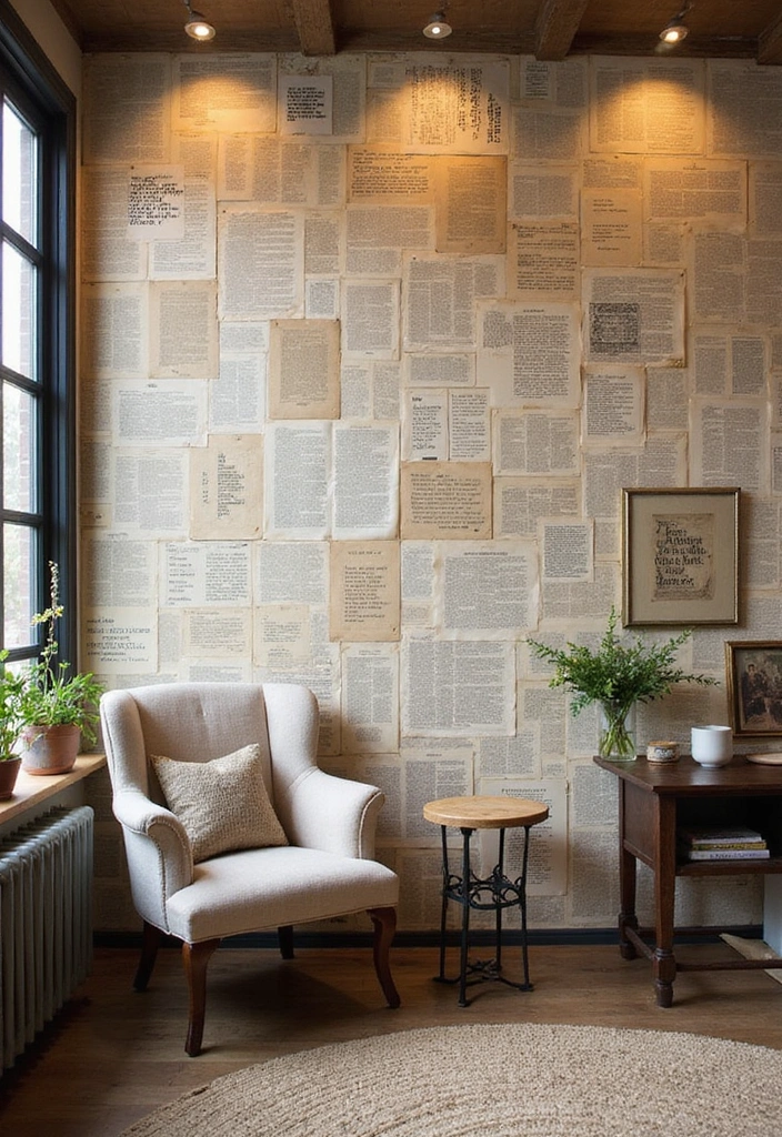 20 Modern Surreal Home Decor Ideas for Book Lovers That'll Leave You Speechless! - 6. Book Page Wallpaper