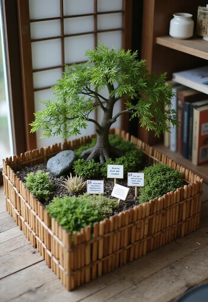 15 DIY Mini Japanese Garden Decor Projects for Book Lovers - 4. Mini Bamboo Fencing Decor