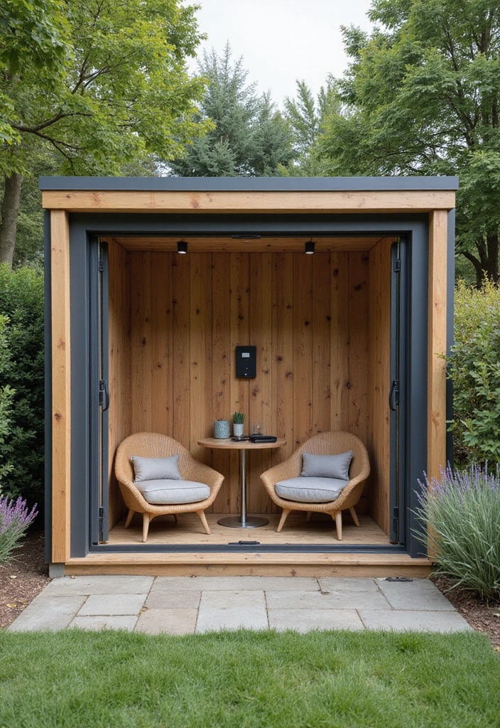 14 Enchanting Small Garden Shed Ideas for Bookworms (Get Inspired! - 8. The Tech-Savvy Shed