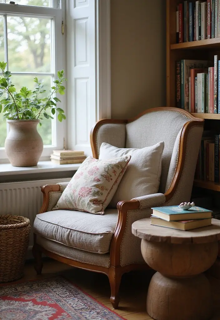 23 Aesthetic Grandmacore Home Decor Ideas for Book Lovers - 14. Cozy Corner Nooks