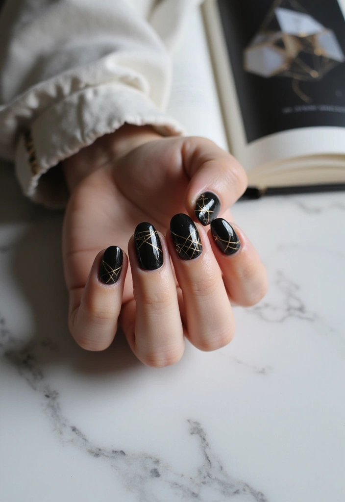 14 Gothic Nail Ideas That Will Make Every Book Lover's Heart Skip a Beat - 10. Gothic Geometrics