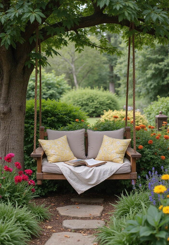 19 DIY Cottagecore Garden Decor Ideas for Book Lovers - 17. Garden Swing