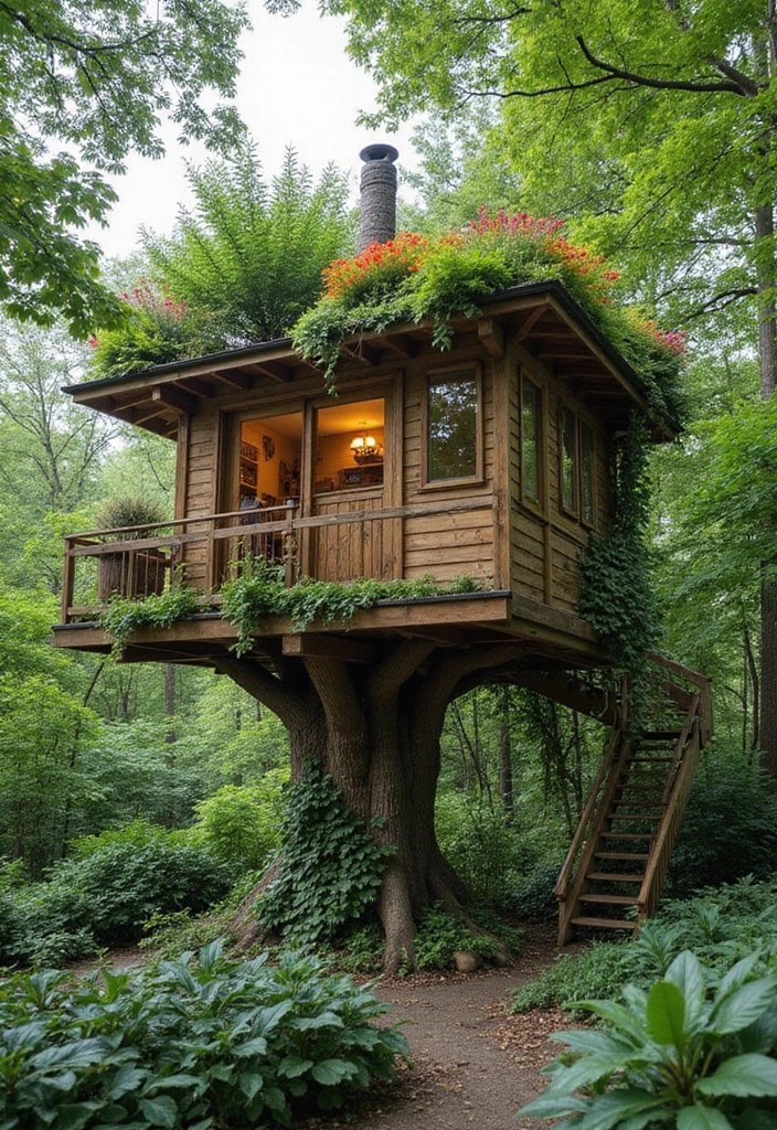 16 Unique Treehouse Designs Perfect for Book Lovers - 16. The Rooftop Garden Tree House