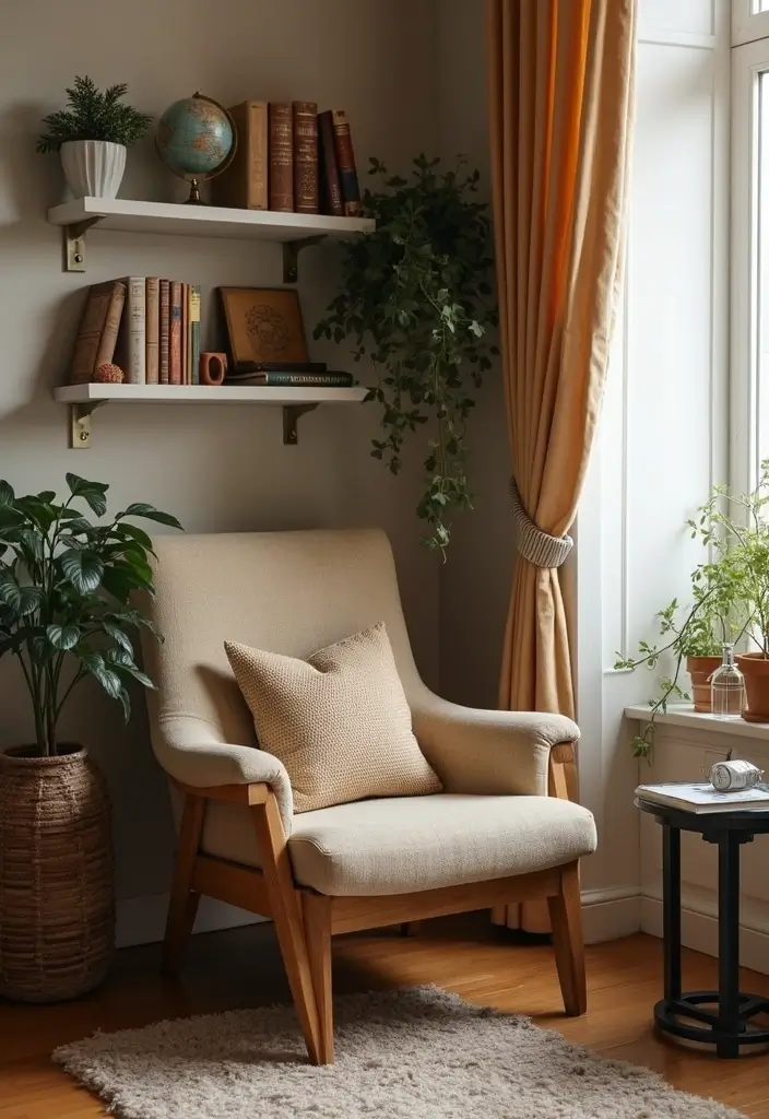 15 Maximalist Living Room Ideas That Every Book Lover Will Adore (You Won't Believe #7!) - 7. A Dedicated Reading Corner Filled with Character