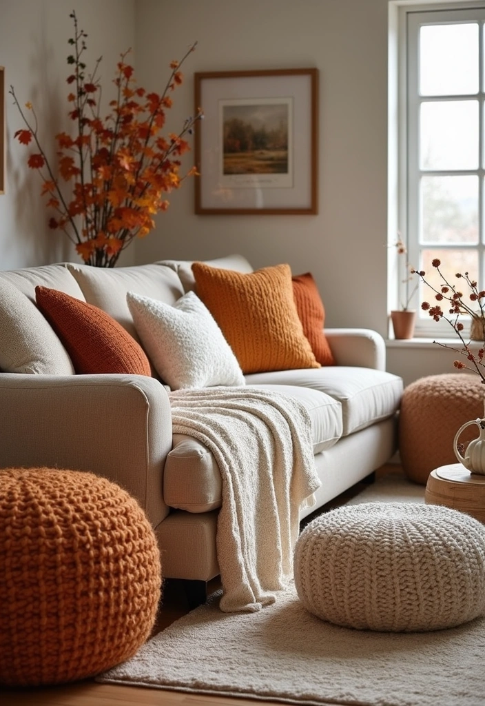 15 Autumn Living Room Decor Ideas Every Book Lover Needs to Try This Fall! - 6. Textured Accents