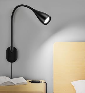 Wall-Mounted LED Bedside Reading Light with USB Charging Port, 10-Level ...