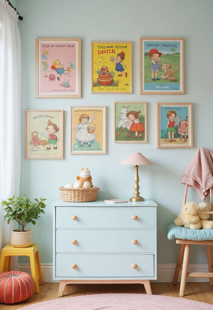 16 Retro Wall Decor Ideas for Book Lovers That Will Inspire Your Next Read! - 12. Retro Children’s Book Art
