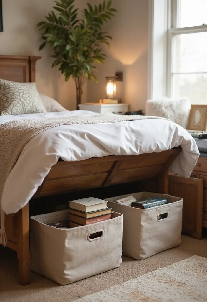15 Ingenious Small Bedroom Decor Ideas for Bookworms (Say Goodbye to Clutter!) - 2. Under-Bed Storage Bins