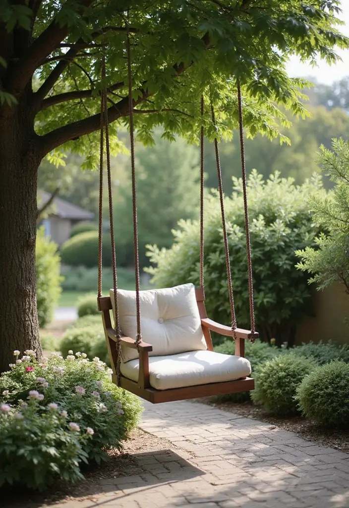 11 Minimalist Garden Nook Ideas for Bookworms (Elegance Meets Comfort!) - 3. Minimalist Swing