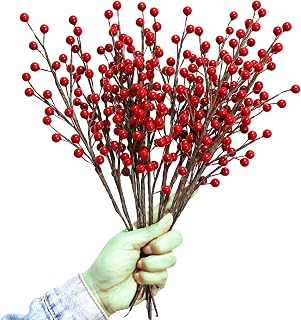 12Pcs Artificial Red Berries Stems, 13.5