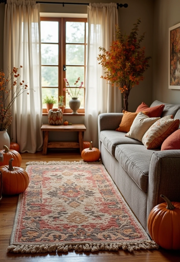 15 Autumn Living Room Decor Ideas Every Book Lover Needs to Try This Fall! - 8. Layered Rugs