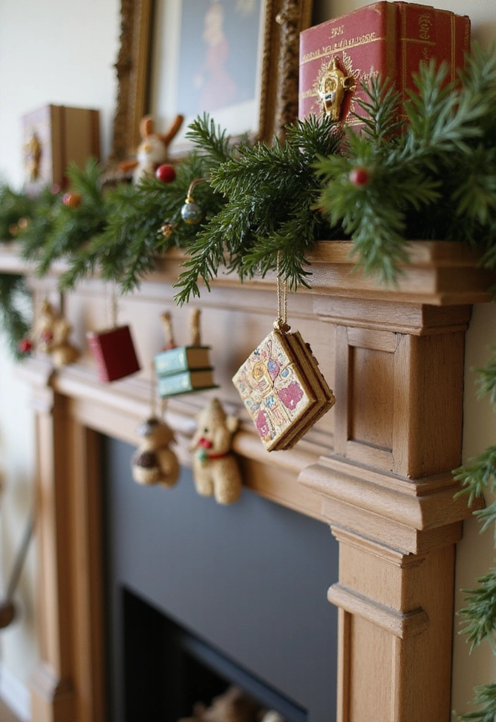 17 Whimsical Bookish Mantel Decor Ideas for Christmas  - 12. Interactive Book-themed Ornaments