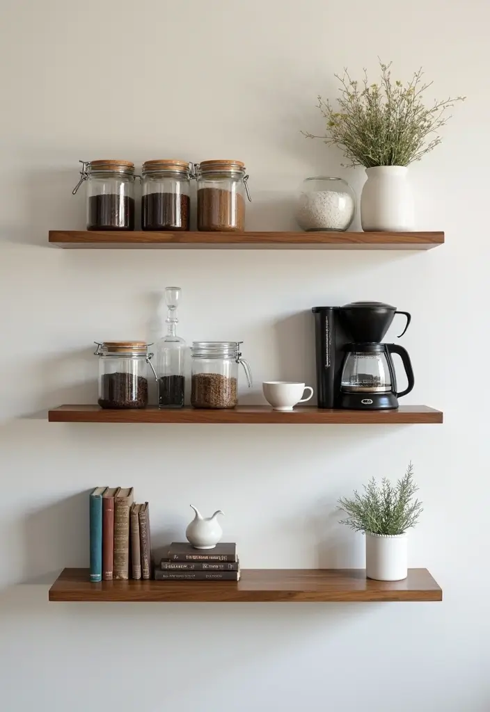 12 Coffee Bar Ideas for Book Lovers (Stylish Home Inspiration) - 4. The Floating Coffee Shelf