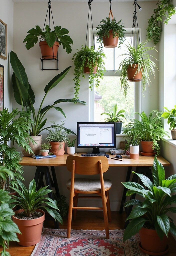 15 Maximalist Home Office Ideas for Book Lovers That'll Inspire Your Next Reading Nook! - 11. A Touch of Nature