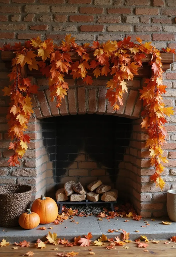 12 Easy DIY Halloween Fireplace Decor Ideas for Book Lovers - 7 Autumn Leaf Mantle