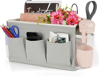 Bedside Storage Organizer with Fixed Straps and Water Bottle Holder for ...