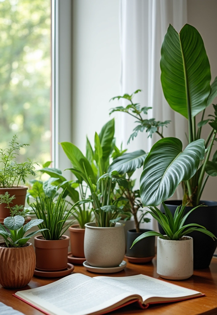 15 Boho Home Office Decor Ideas Every Book Lover Will Adore  - 14. Statement Plants
