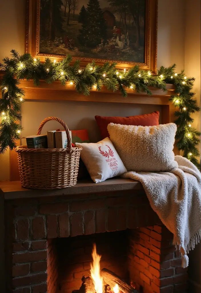 17 Whimsical Bookish Mantel Decor Ideas for Christmas  - 17. Cozy Reading Nook Accents