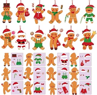 72 Pcs Christmas Ornament Crafts Make Your Own Gingerbread Man Ornament ...