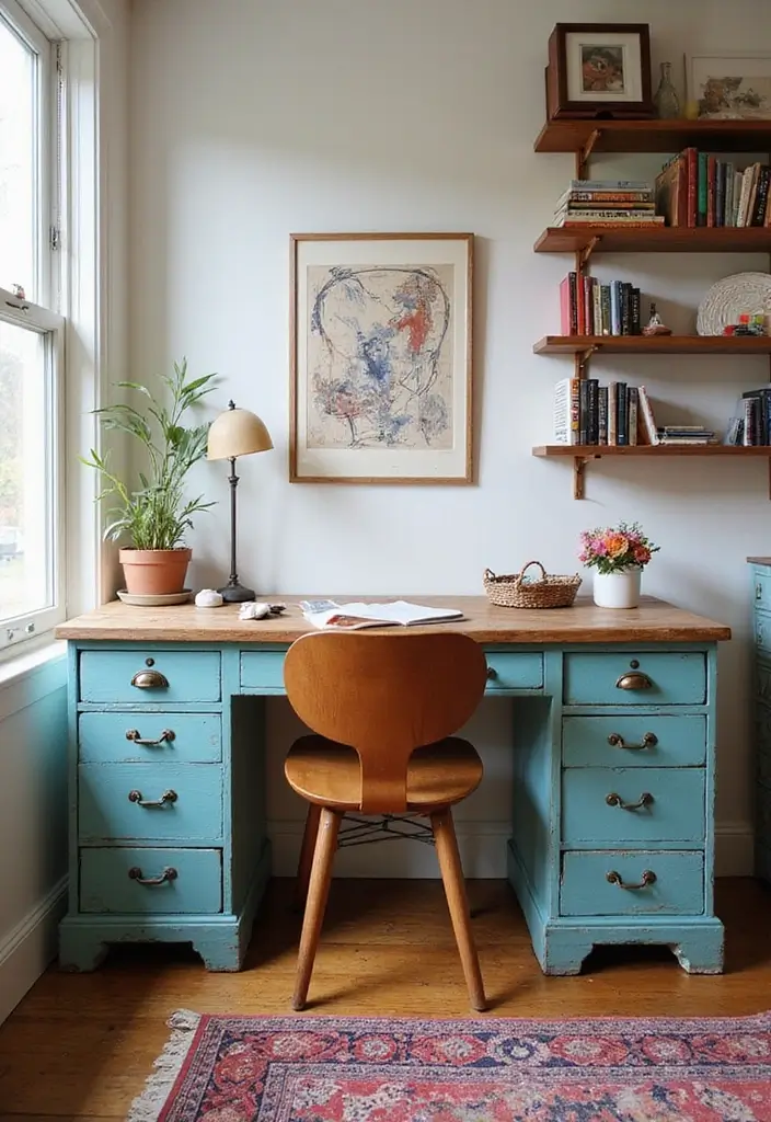 15 Boho Home Office Decor Ideas Every Book Lover Will Adore  - 11. Upcycled Furniture