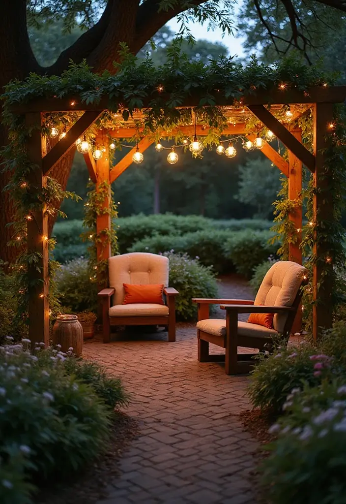 12 Boho Garden Decor Ideas Every Book Lover Will Adore - 2. Fairy Light-Infused Reading Area