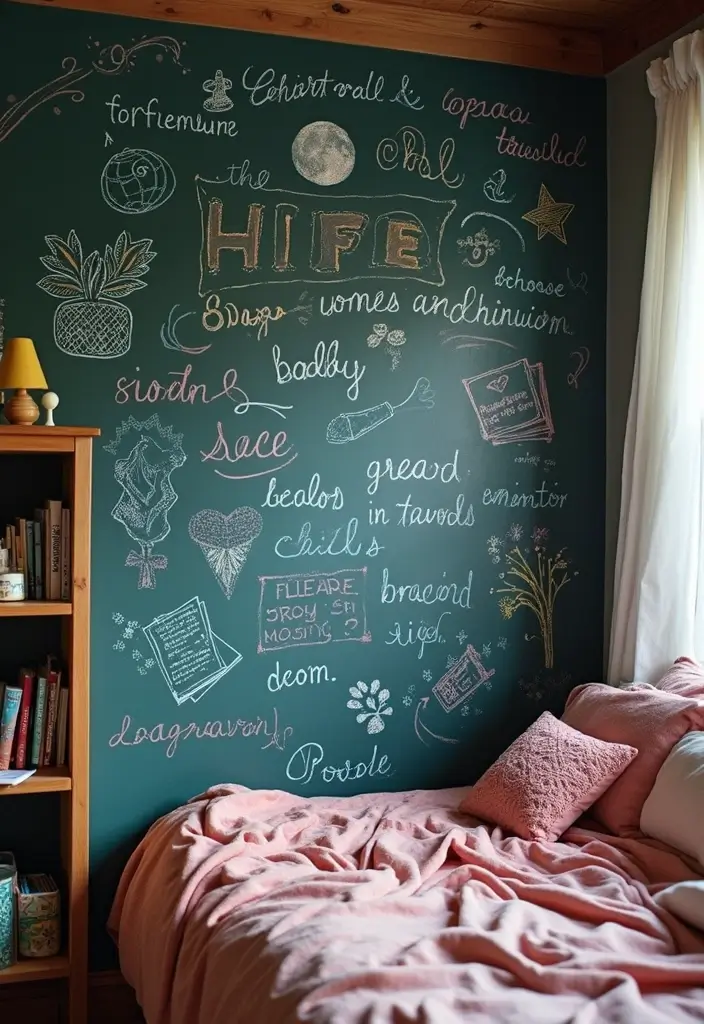14 Dorm Wall Decor Ideas for Book Lovers to Elevate Your Room - 9. Chalkboard Wall