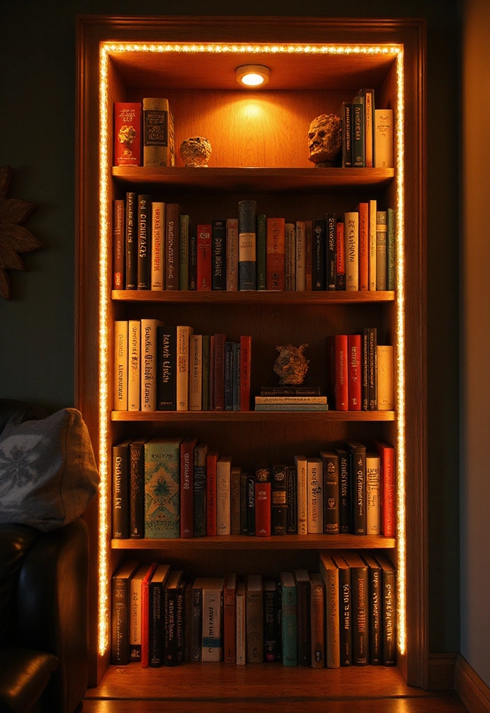 13 Genius Bookshelf Styling Tips That Will Transform Your Space into a Bookworm's Paradise! - 9. Use Lighting to Highlight Your Collection