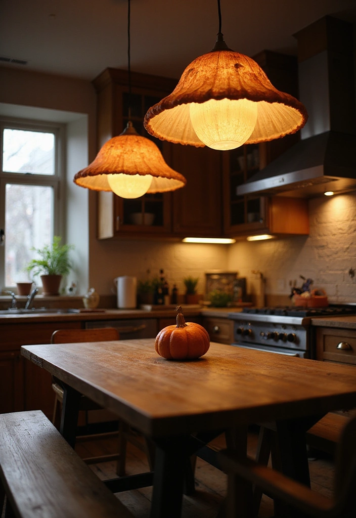 15 Whimsical Mushroom Kitchen Designs That Will Make Every Bookworm Smile! - 3. Whimsical Lighting Fixtures