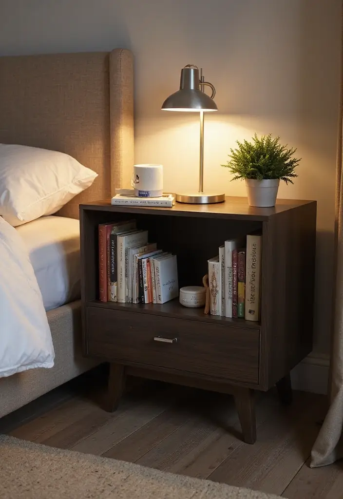 15 Ingenious Small Bedroom Decor Ideas for Bookworms (Say Goodbye to Clutter!) - 8. Bedside Book Storage